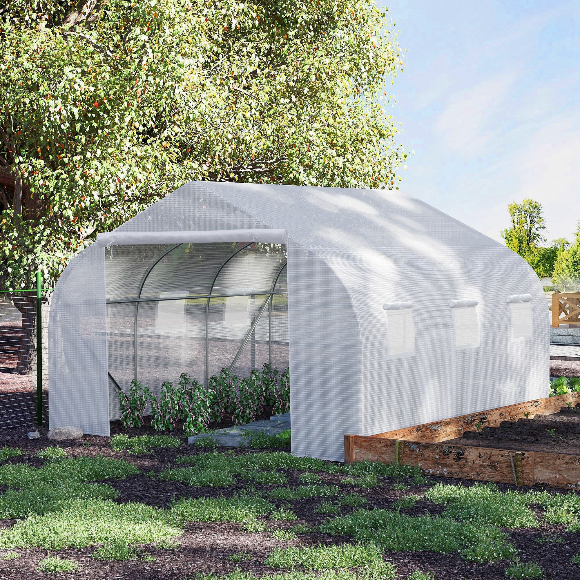 11.5'x9.8'x6.6' Portable Walk-In Tunnel Greenhouse Garden Warm House - White