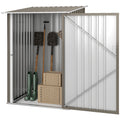 3.3' x 3.4' Lean-to Outdoor Garden Storage Shed, Galvanized Steel with Lockable Door for Patio Brown and White