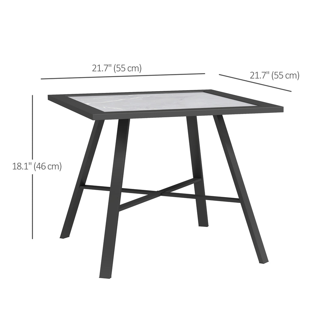 Small Outdoor Side Table, Patio Side Table with SPC Tabletop for Garden, Patio, Lawn, Grey