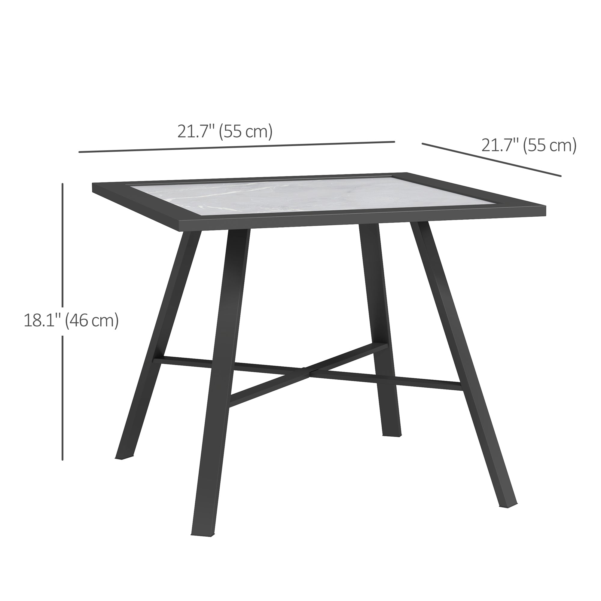Small Outdoor Side Table, Patio Side Table with SPC Tabletop for Garden, Patio, Lawn, Grey