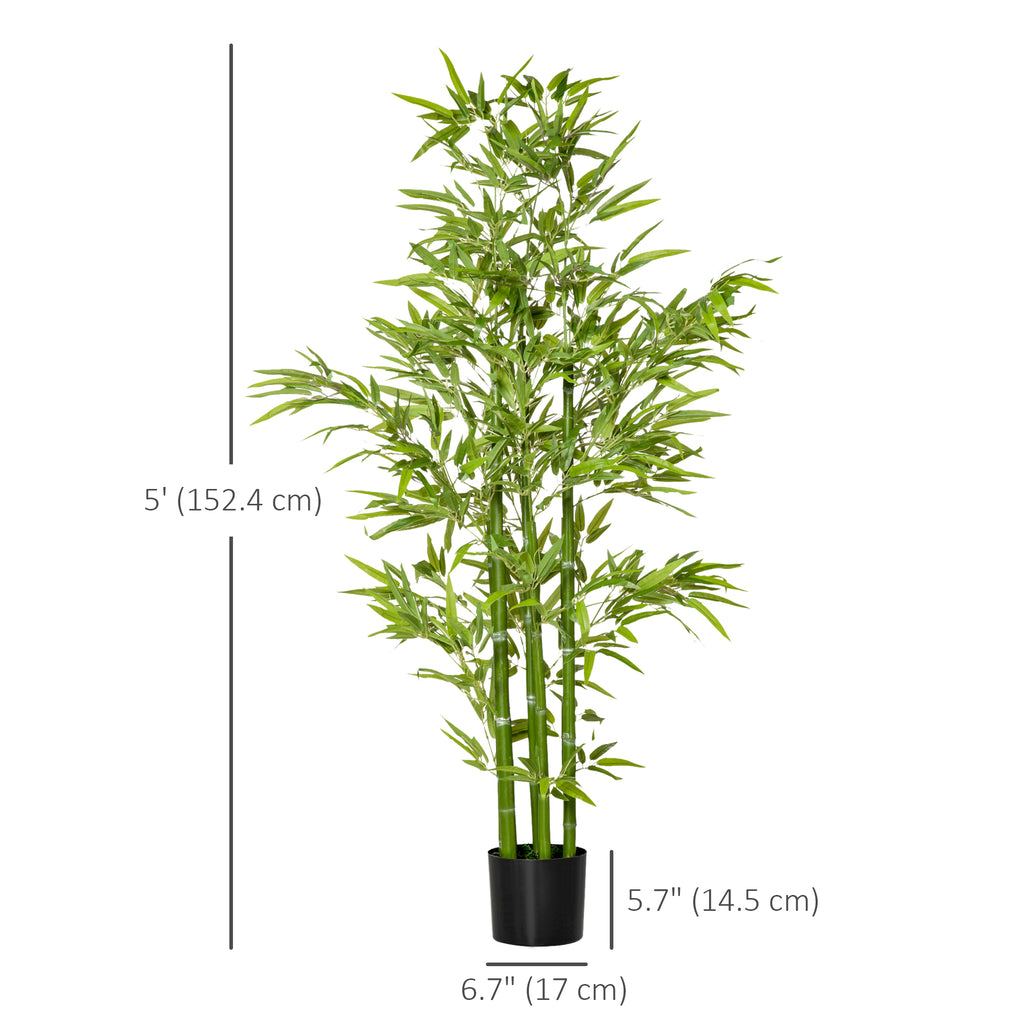 5FT Artificial Bamboo Tree Faux Decorative Plant in Nursery Pot for Indoor DÃ©cor