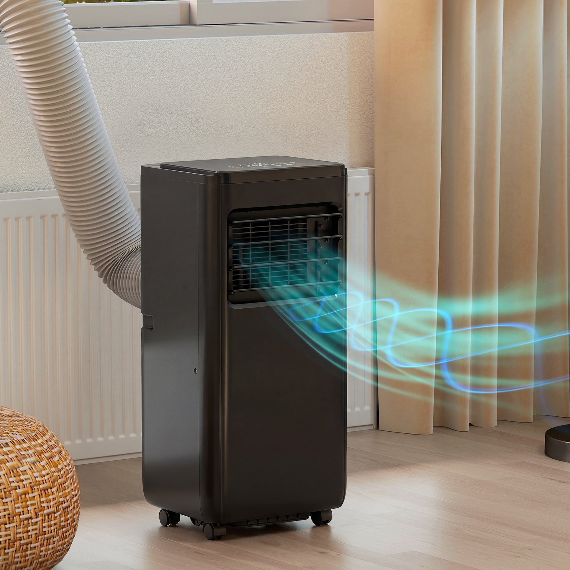 10000 BTU Portable 4-in-1 Air Conditioner with Cool, Dehumidifier, Fan, Sleep, WiFi Voice Remote Control, Black