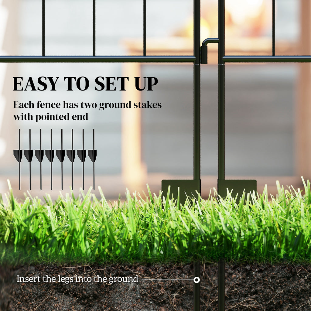 Garden Decorative Fence 4 Panels 44in x 12ft Steel Wire Border Edging for Landscaping