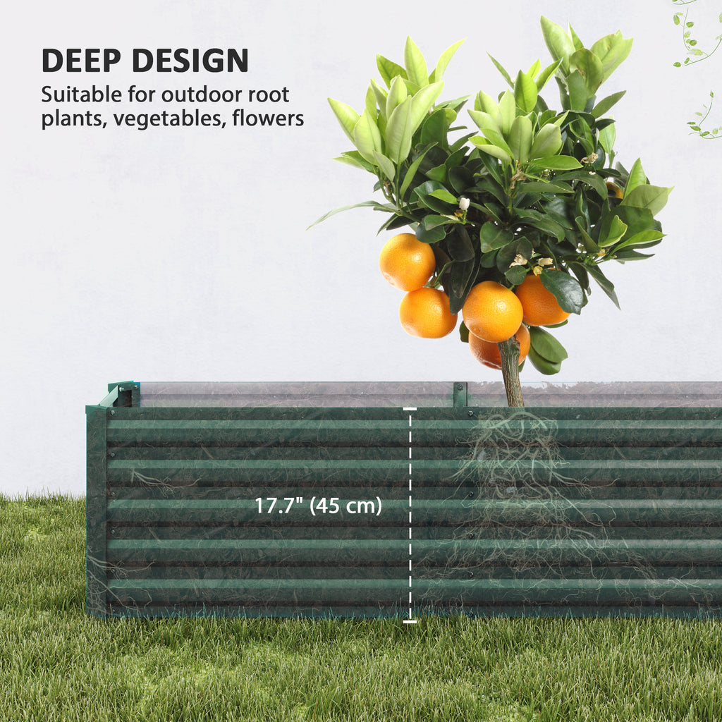 8 x 1.3 x 1.5ft Galvanized Raised Garden Bed, Reinforced Outdoor Planter Box with Open Bottom, Green