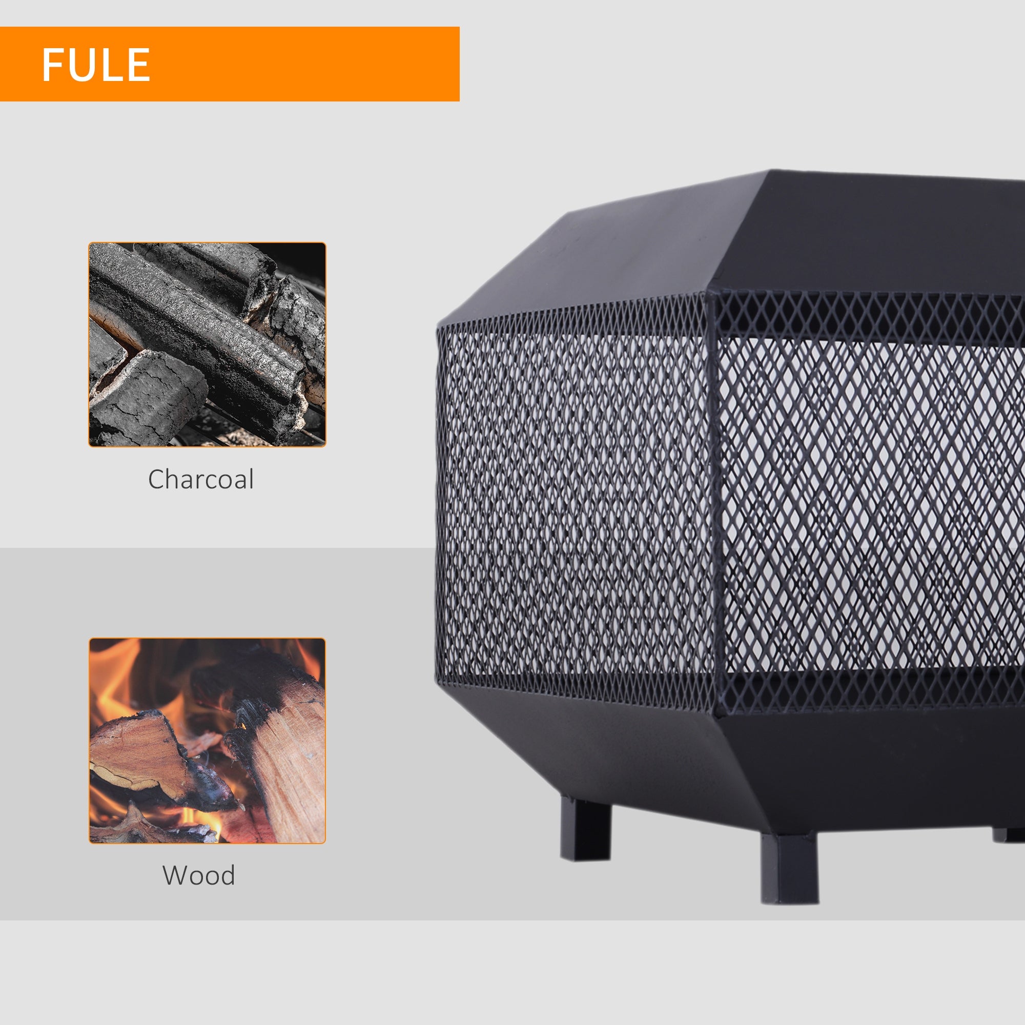 17" Outdoor Fire Pit with Fire Poker, Wood Burning Firepits, Portable Firepit for Patio Backyard Bonfire Camping, Black
