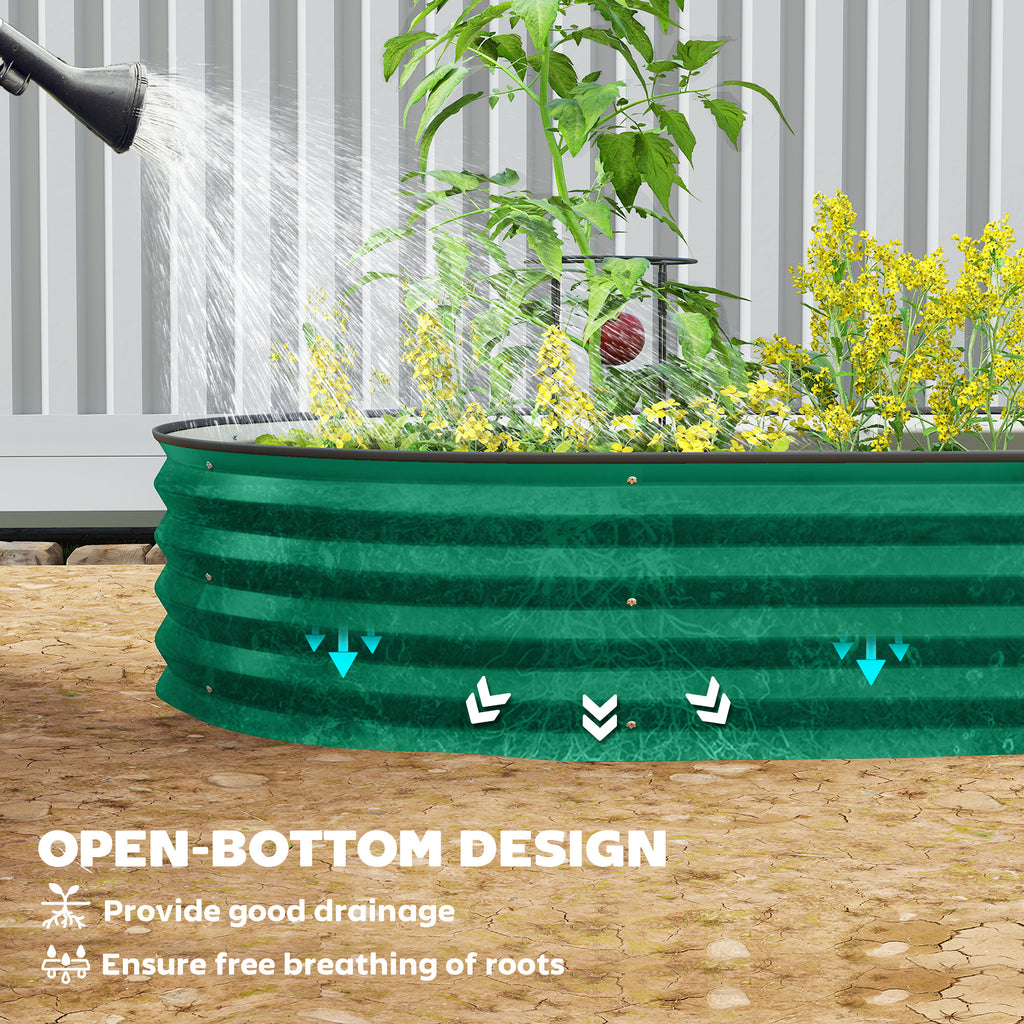 6' x 3' x 1' Large Outdoor Planter Box, Galvanized Raised Garden Bed with Metal Plant Stake, Green