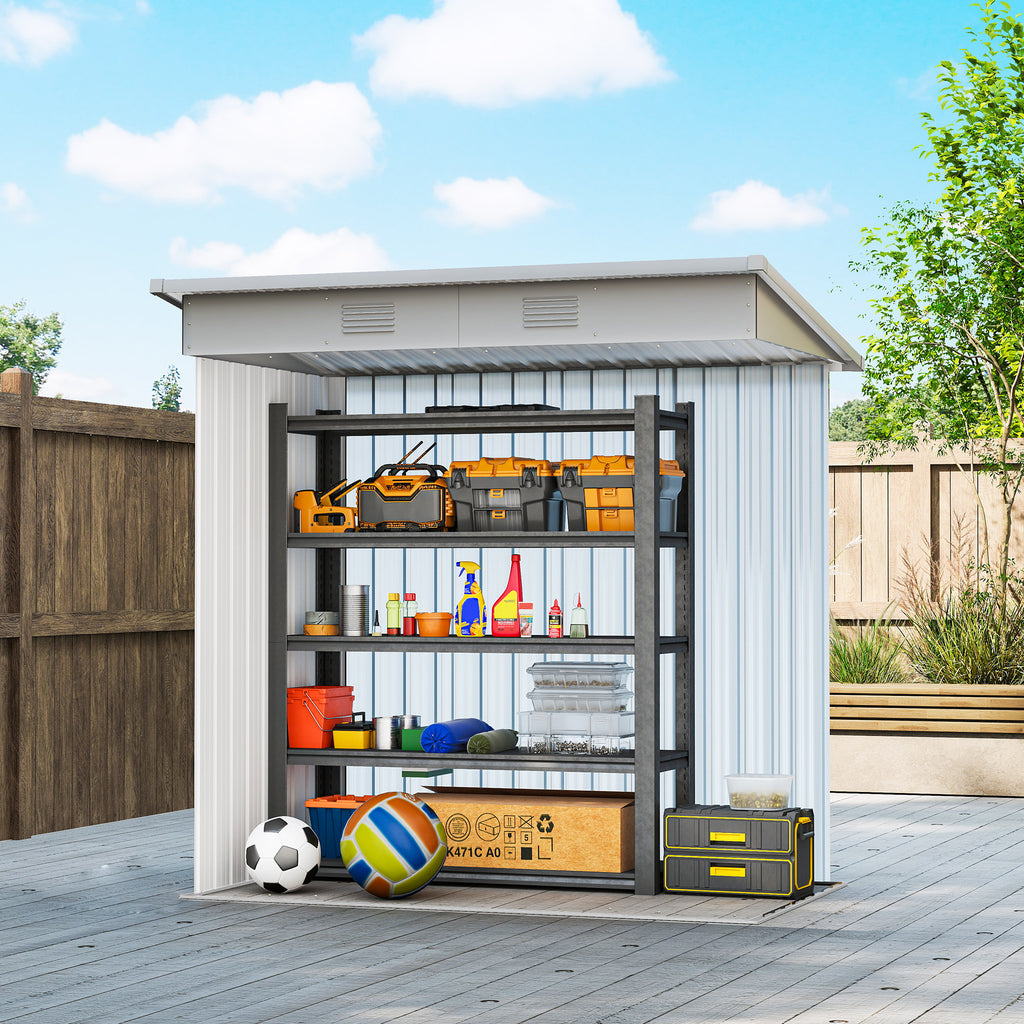 6' x 4' Outdoor Storage Shed, Metal Garden Shed with Lockable Sliding Doors and Vents, Yellow