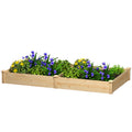 Wooden Raised Garden Bed, Outdoor Planter Box with Divider and Open Bottom for Flowers, Herbs, Vegetables, DIY Painting