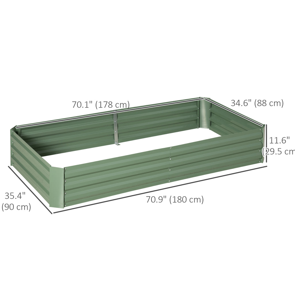 6' x 3' x 1' Raised Garden Bed with 2 Trellis Tomato Cages, Steel Frame Elevated Planter Box, Light Green