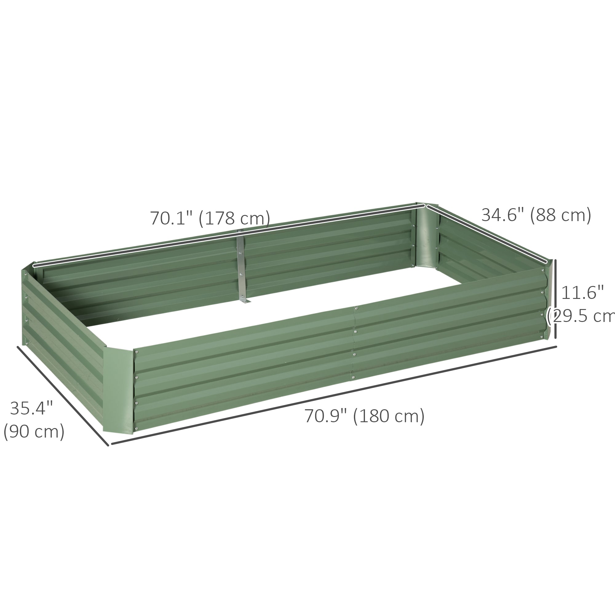 6' x 3' x 1' Raised Garden Bed with 2 Trellis Tomato Cages, Steel Frame Elevated Planter Box, Light Green