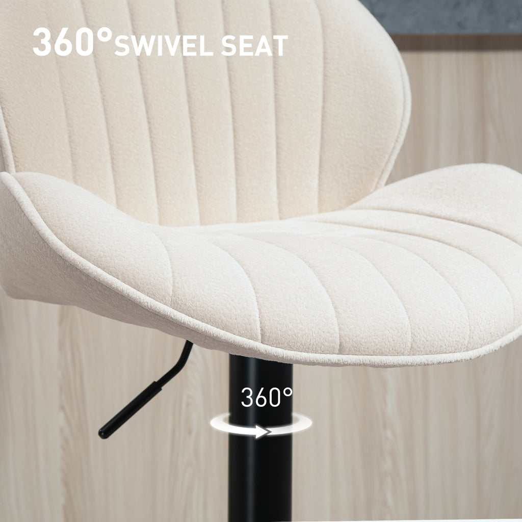 Bar Stools Set of 2, Swivel Barstools with Back, Adjustable Height and Footrest for Kitchen Island, Dining Room, Beige