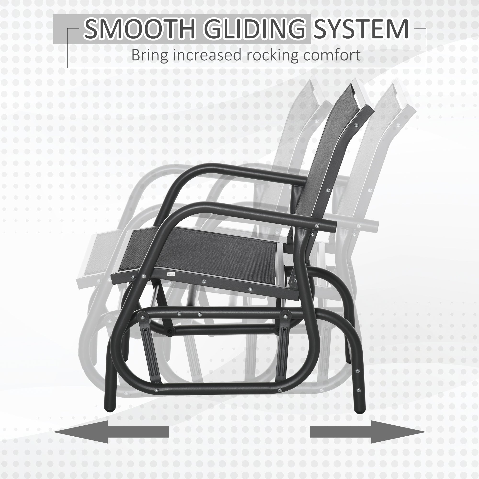 Patio Glider Outdoor Glider Chair with Breathable Mesh Seat & Backrest, Armrests and Metal Frame, Black