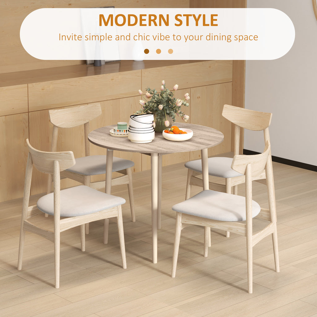 Folding Dining Table, Round Drop Leaf Kitchen Table for Small Spaces with Wood Legs, Oak