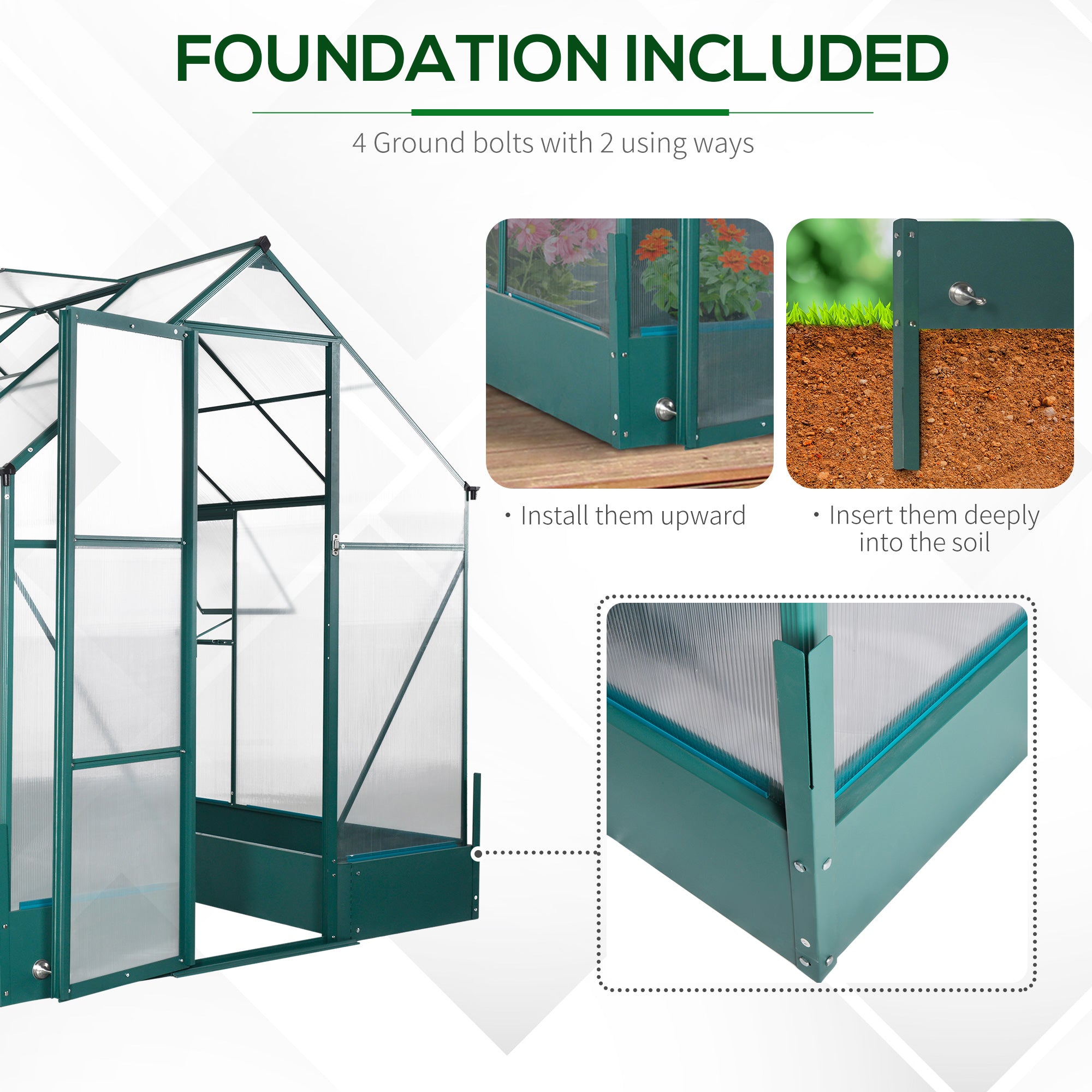 8.2' x 6.2' Greenhouse Aluminum Frame with Temperature Controlled Window