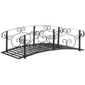 6FT Steel Garden Bridge with Safety Siderails, Decorative Arc Landscaping Bridge for Backyard Creek Stream Pond, Black