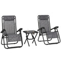 Zero Gravity Chair Set of 2 Patio Chair with Side Table Cupholders and Pillows for Pool, Backyard, Lawn, Dark Grey