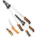 4 Pcs Pruning Shears Set with Hedge Shears, Loppers, Garden Secateurs and Folding Hand Saw with Aluminum Handle