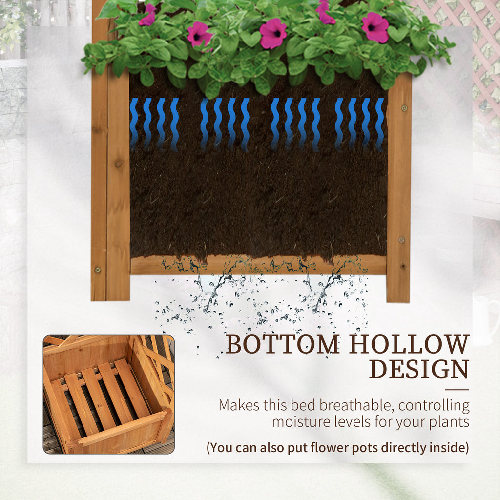 Raised Garden Bed Wood Planter with Trellis for Vine Climbing, 16" x 16" x 57", Brown