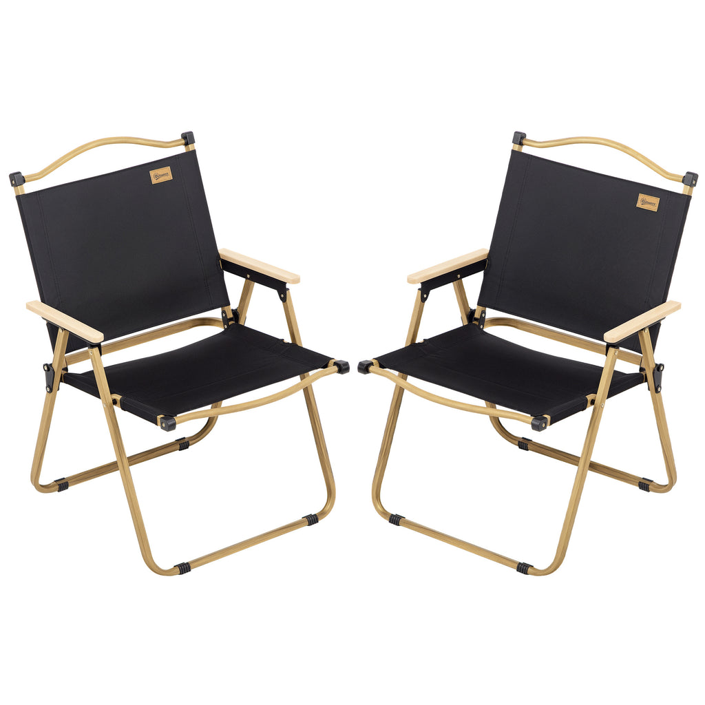 Set of 2 Camping Chair, Lightweight Folding Chair, Portable Armchairs, Excellent for Festivals, Fishing, Beach and Hiking, Black