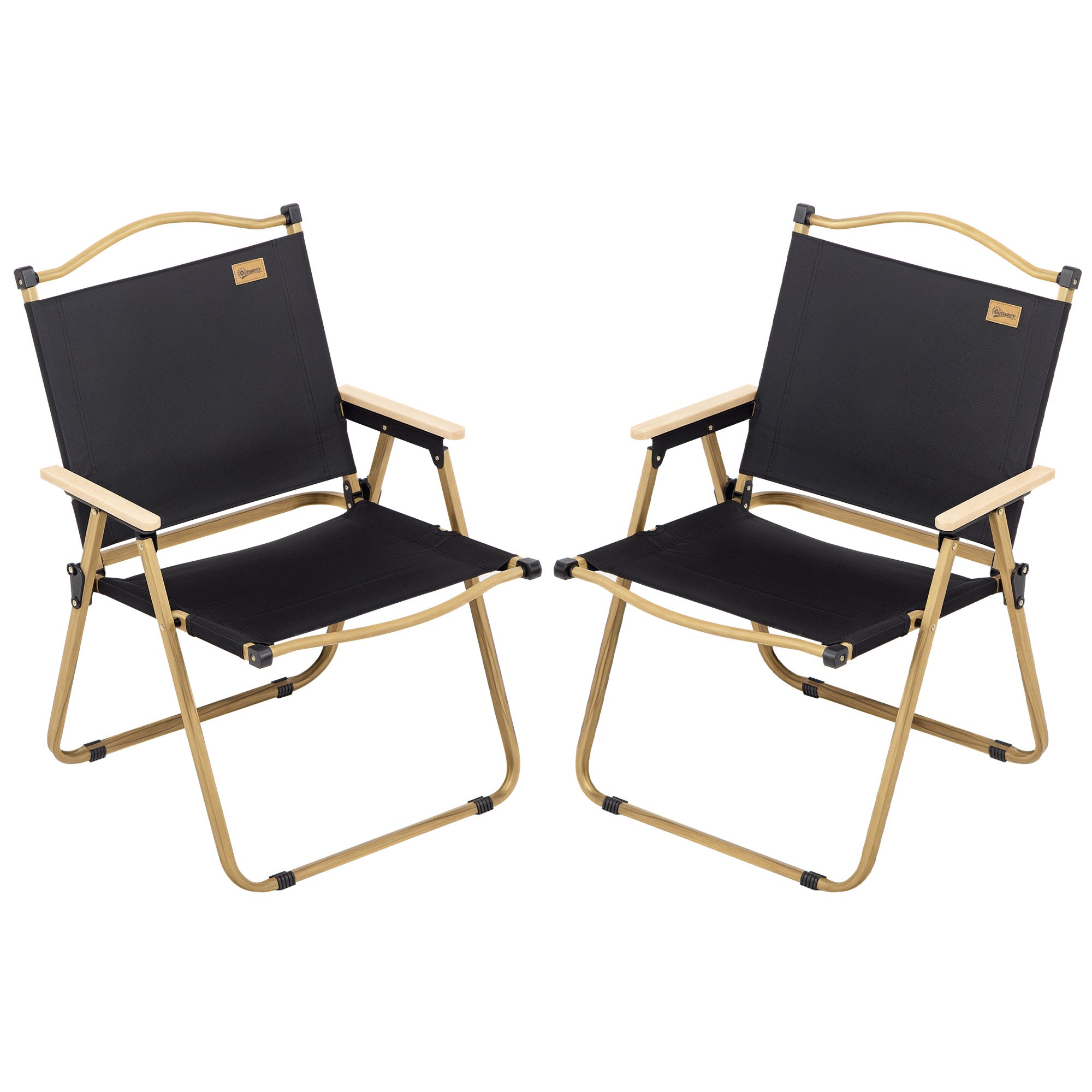 Set of 2 Camping Chair, Lightweight Folding Chair, Portable Armchairs, Excellent for Festivals, Fishing, Beach and Hiking, Black