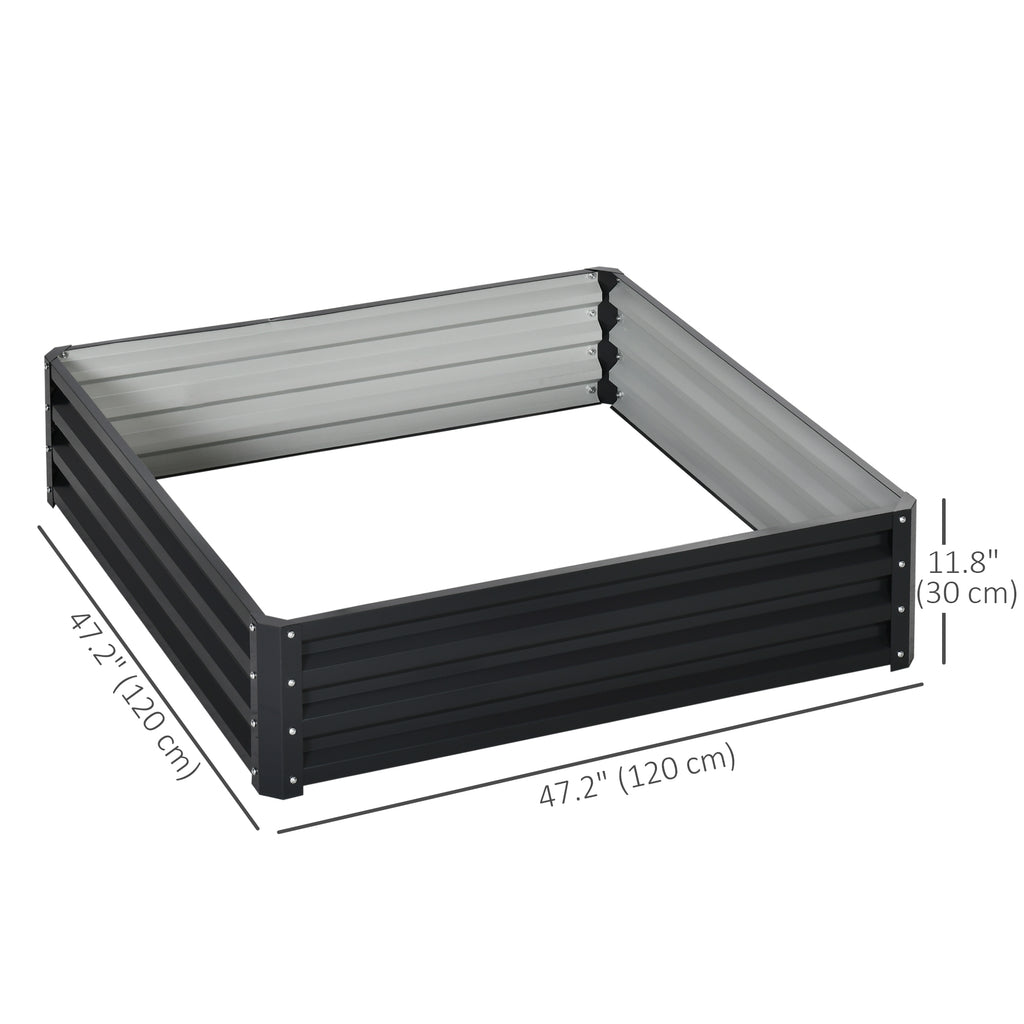 4' x 4' x 1' Raised Garden Bed Galvanized Steel Planter Box for Vegetables, Flowers, Herbs, Grey