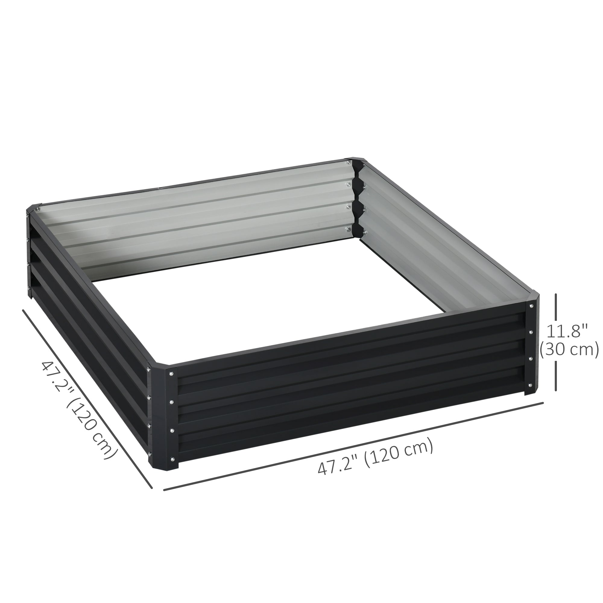 4' x 4' x 1' Raised Garden Bed Galvanized Steel Planter Box for Vegetables, Flowers, Herbs, Grey