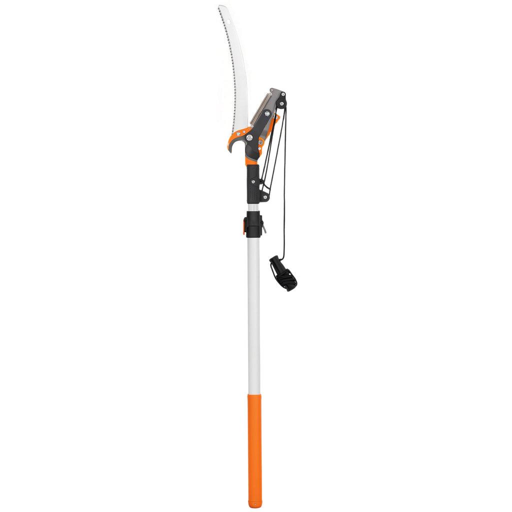 6.5ft 2-In-1 Manual Pole Saw for Tree Trimming, Aluminium Telescopic Long Reach Pole Pruner with Sharp 65Mn Steel Blade