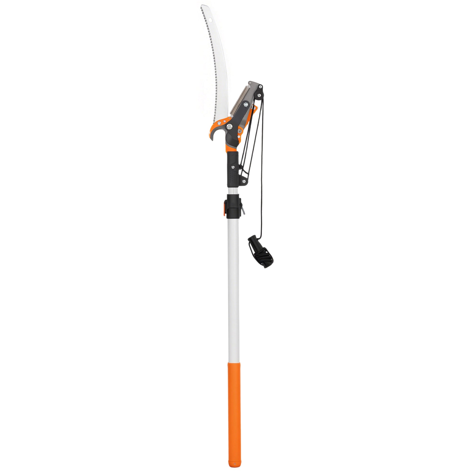 6.5ft 2-In-1 Manual Pole Saw for Tree Trimming, Aluminium Telescopic Long Reach Pole Pruner with Sharp 65Mn Steel Blade