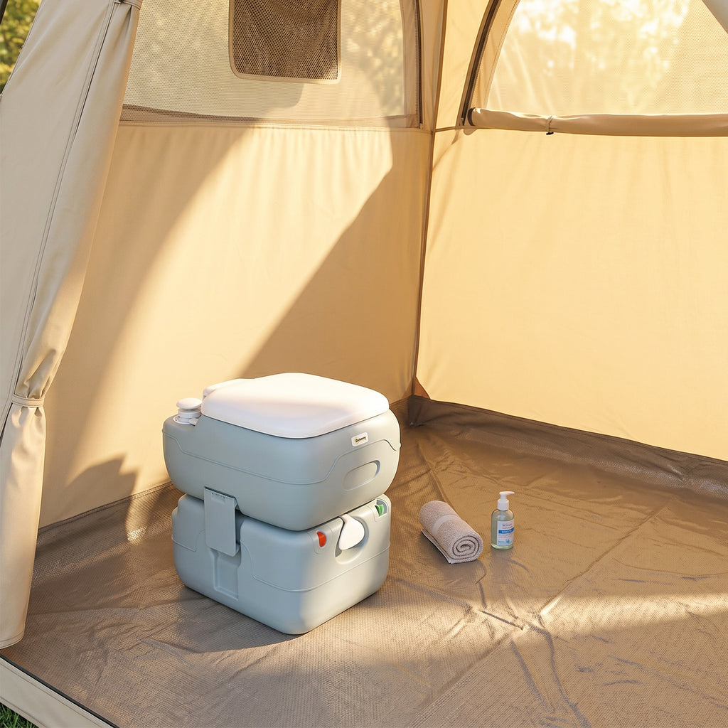 Porta Potty, 5.8 Gallon Portable Toilet with Level Indicator and Anti-Leak Pump for Camping, Boating, Hiking, Travel, RV