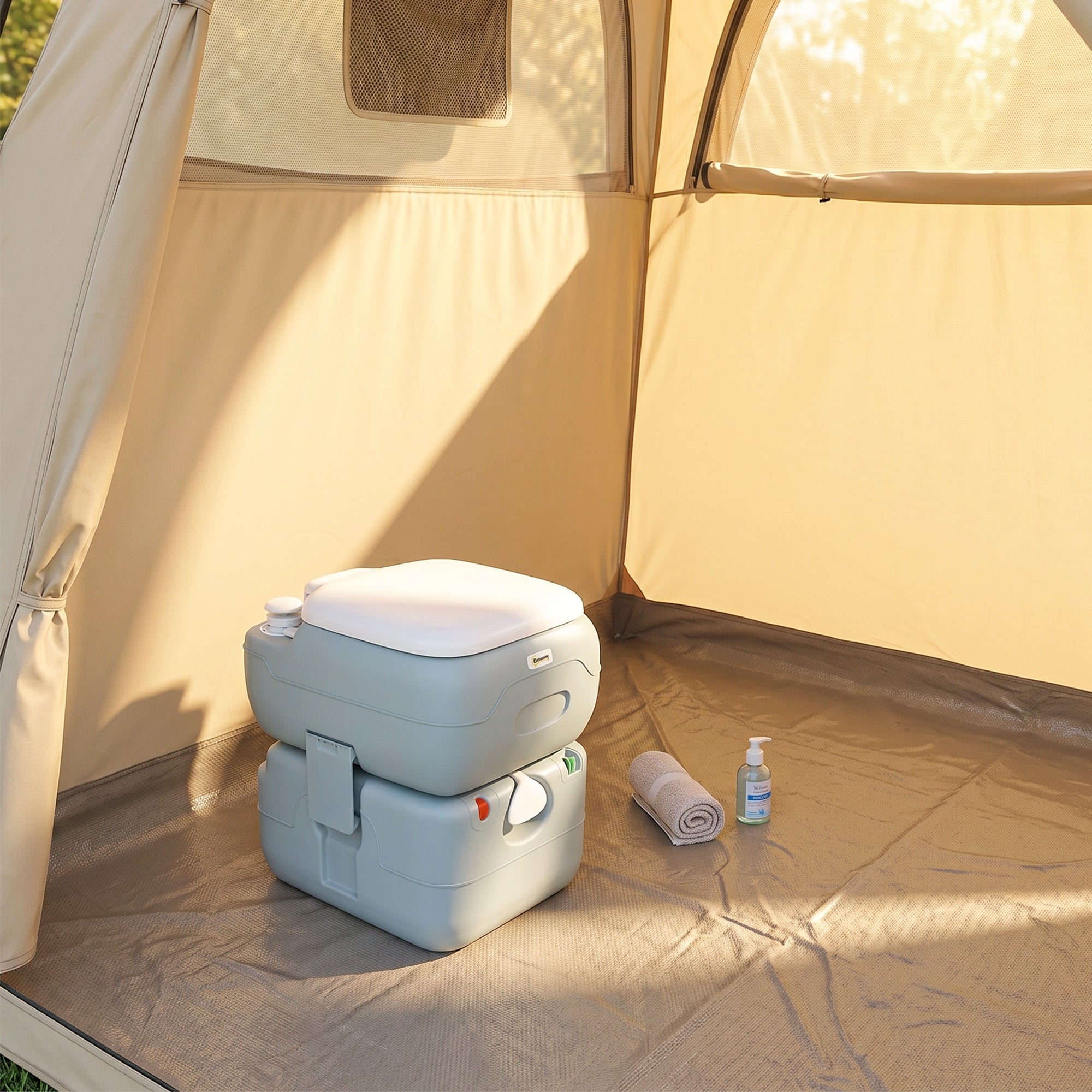 Porta Potty, 5.8 Gallon Portable Toilet with Level Indicator and Anti-Leak Pump for Camping, Boating, Hiking, Travel, RV