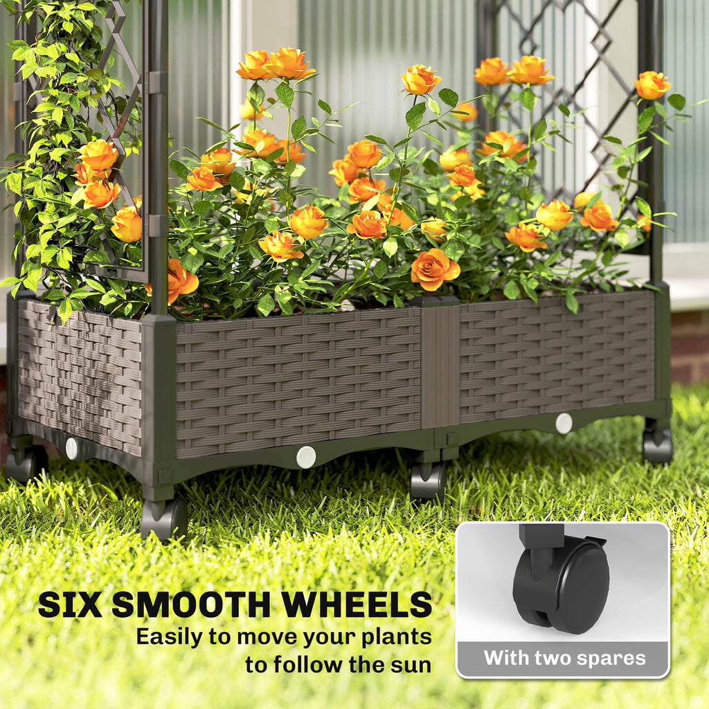Raised Garden Bed with Arch Trellis, Raised Bed for Garden on Wheels with Side Trellis for Climbing Plants, Flowers