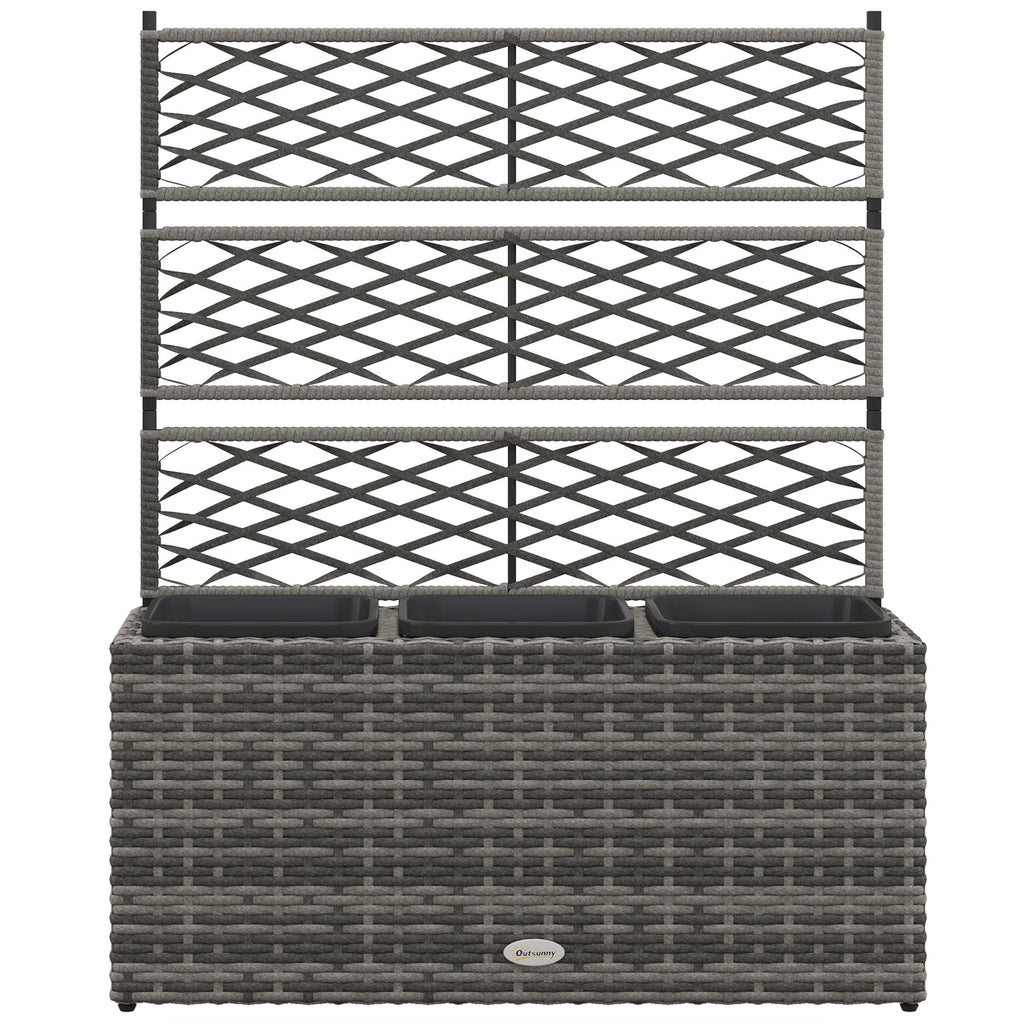 Wicker Raised Garden Bed with Trellis, 42" Tall Outdoor Planter Box, Mixed Grey