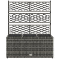 Wicker Raised Garden Bed with Trellis, 42" Tall Outdoor Planter Box, Mixed Grey