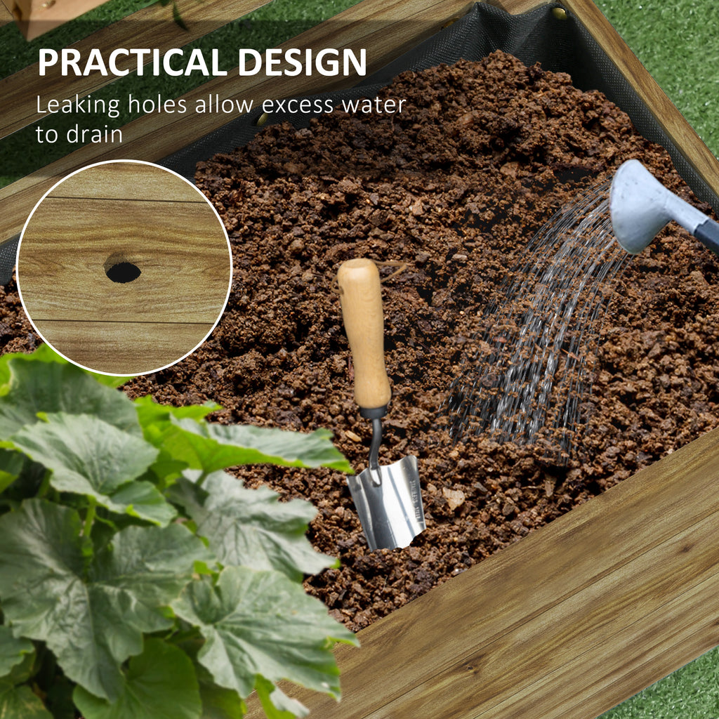 Wooden Planter with Trellis, Raised Garden Bed with 4 Wheels for Climbing Plants, 30" x 12" x 61", Nature Wood