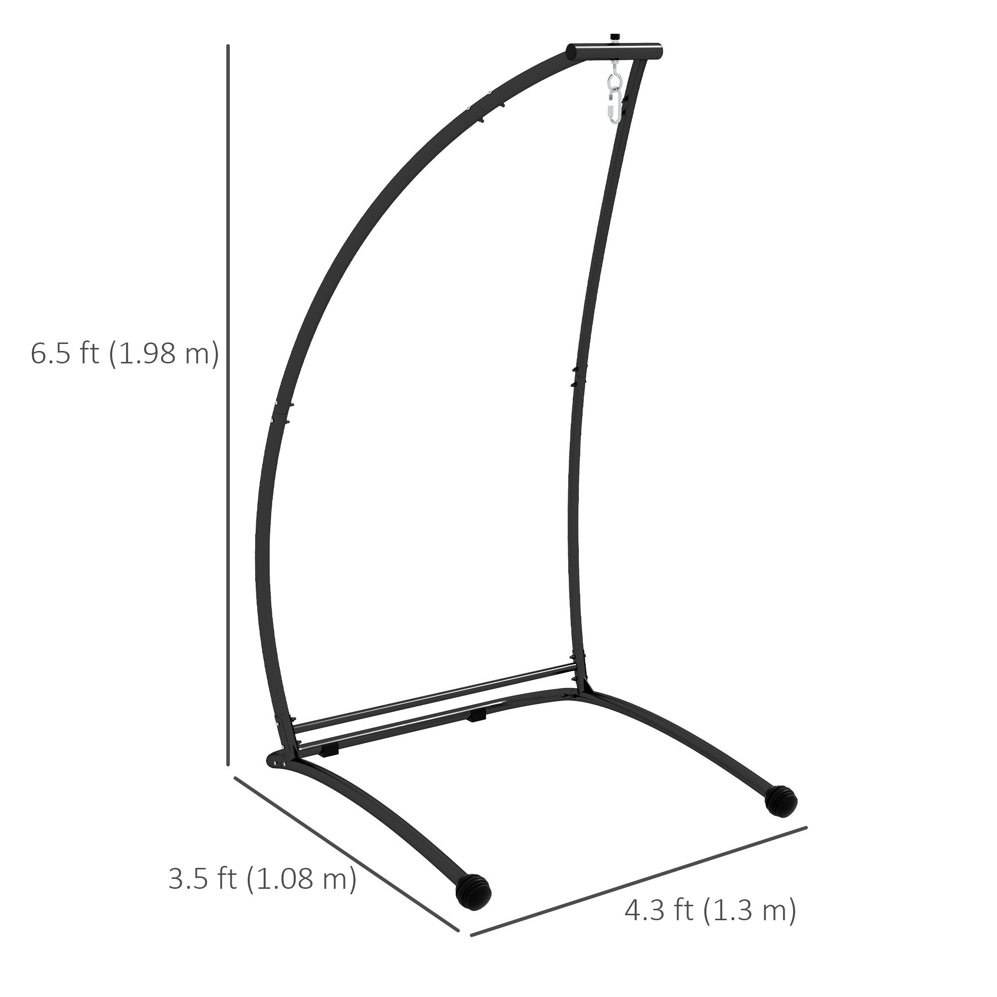 Hanging Hammock Chair Stand Only, C Shape Hanging Heavy Duty Metal Frame Swing Stand for Porch Swing Chair, Black