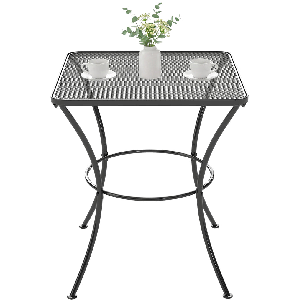 Square Garden Metal Bistro Table Outdoor Patio Coffee Side Desk 23.6" x 23.6" x 27.6" Black