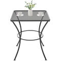 Square Garden Metal Bistro Table Outdoor Patio Coffee Side Desk 23.6" x 23.6" x 27.6" Black