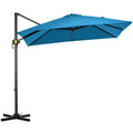 8' x 8' Square Patio Hanging Offset Umbrella with 360Â° Rotation, Aluminum Outdoor Cantilever Market Parasol, Turquoise