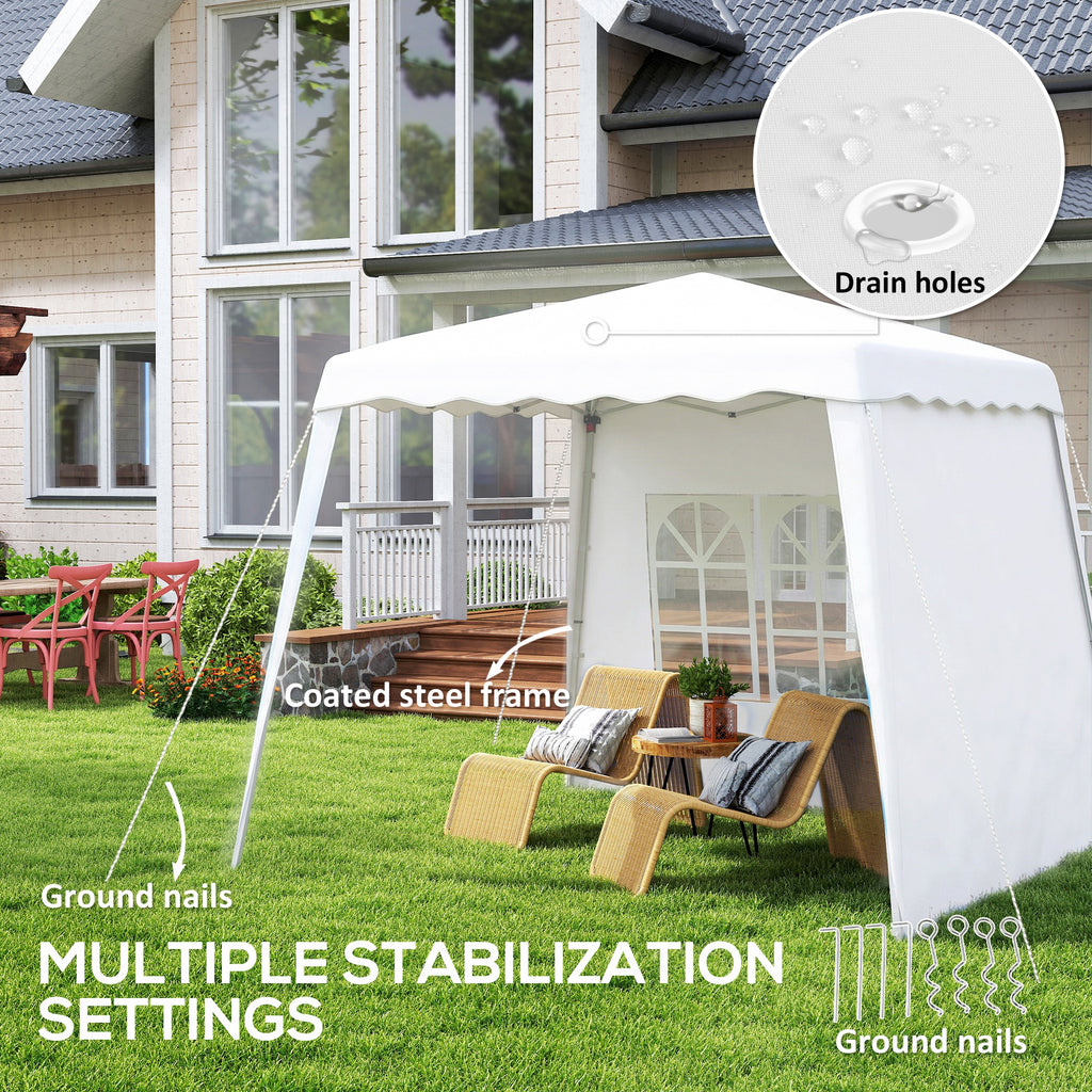 Pop Up Canopy Tent with 2 Sidewalls, UV50+ Tents for Parties, with Carry Bag, Slant Legs, 8 x 8ft Top/9.5 x 9.5ft Base