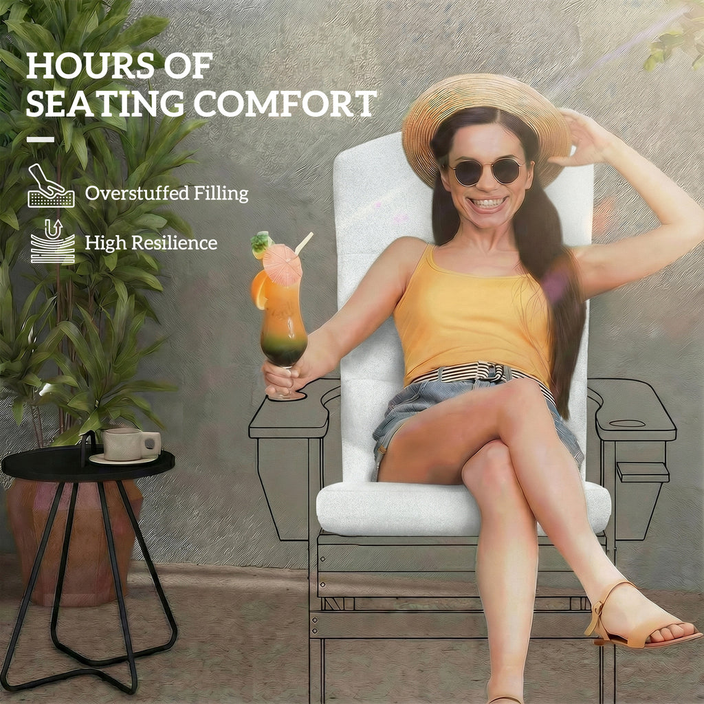 Patio Chair Cushion for Adirondack Chairs Replacement Cushion with Back and Ties, Light Grey