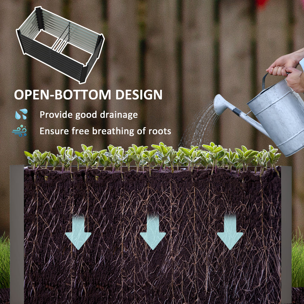 Set of 2 Galvanized Metal Planters for Outdoor Plants, 4' x 2' x 2' Raised Garden Bed, Dark Grey