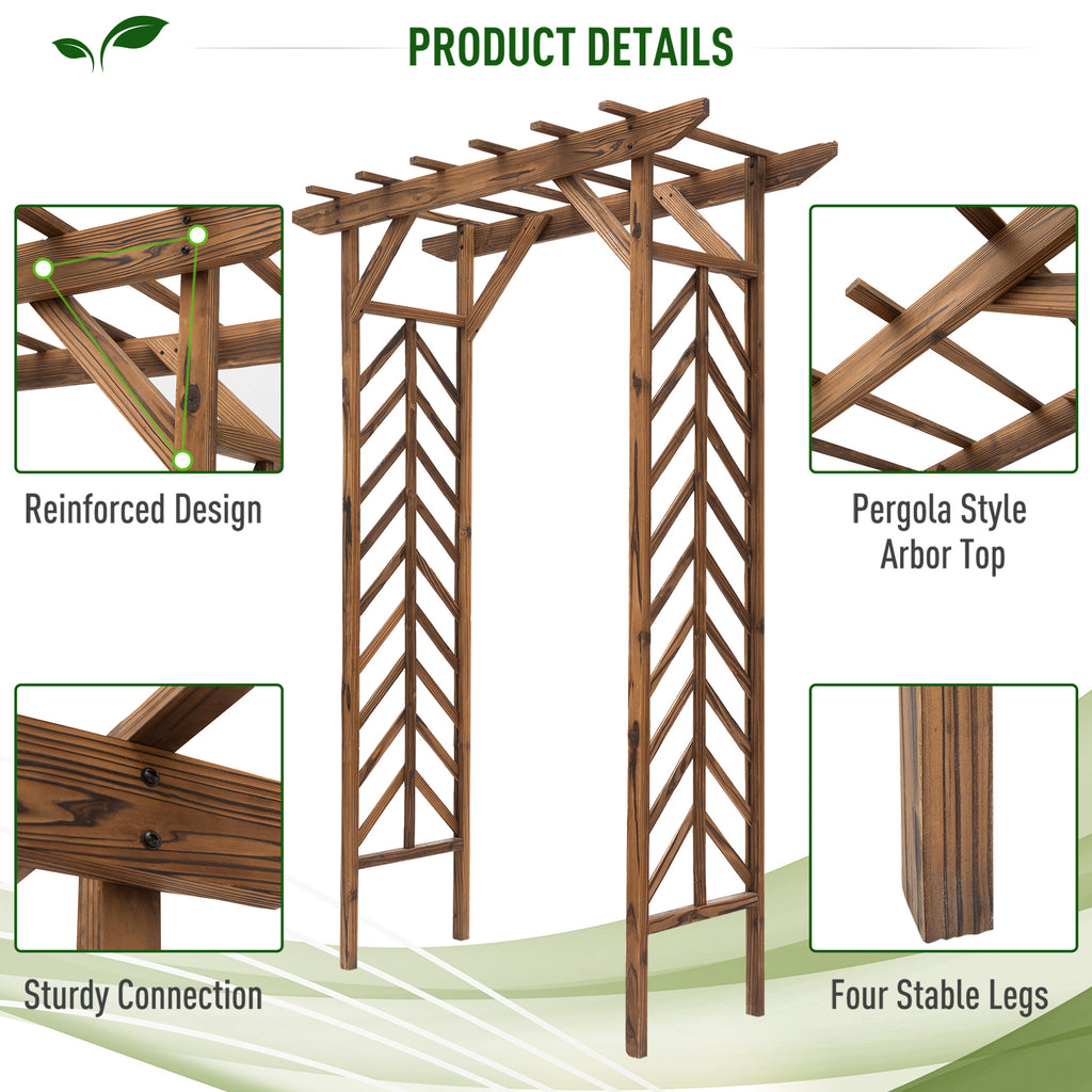 79" Plant Trellis, Arched Garden Arbour with Pergola Style Roof, Fir Wood Frame for Climbing Vines