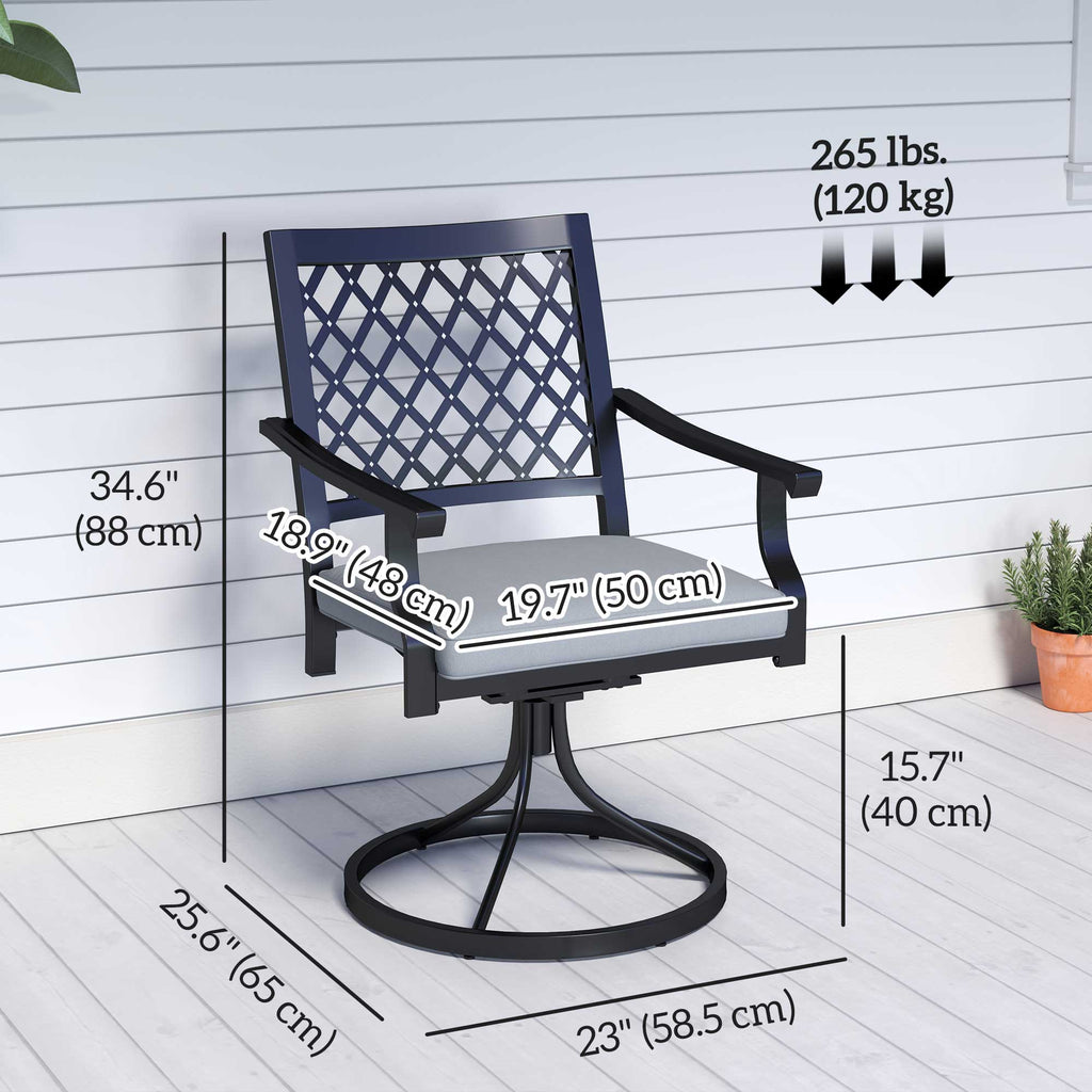 Outdoor Patio Chairs Set of 2, Metal Swivel Rocker Chairs with Cushion and Armrests for Backyard, Garden, Patio