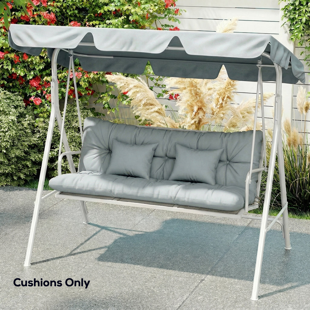4-Piece Back and Seat Cushion Pillows Replacement and Pillows, Patio Chair Cushions Set with Ties, Light Grey