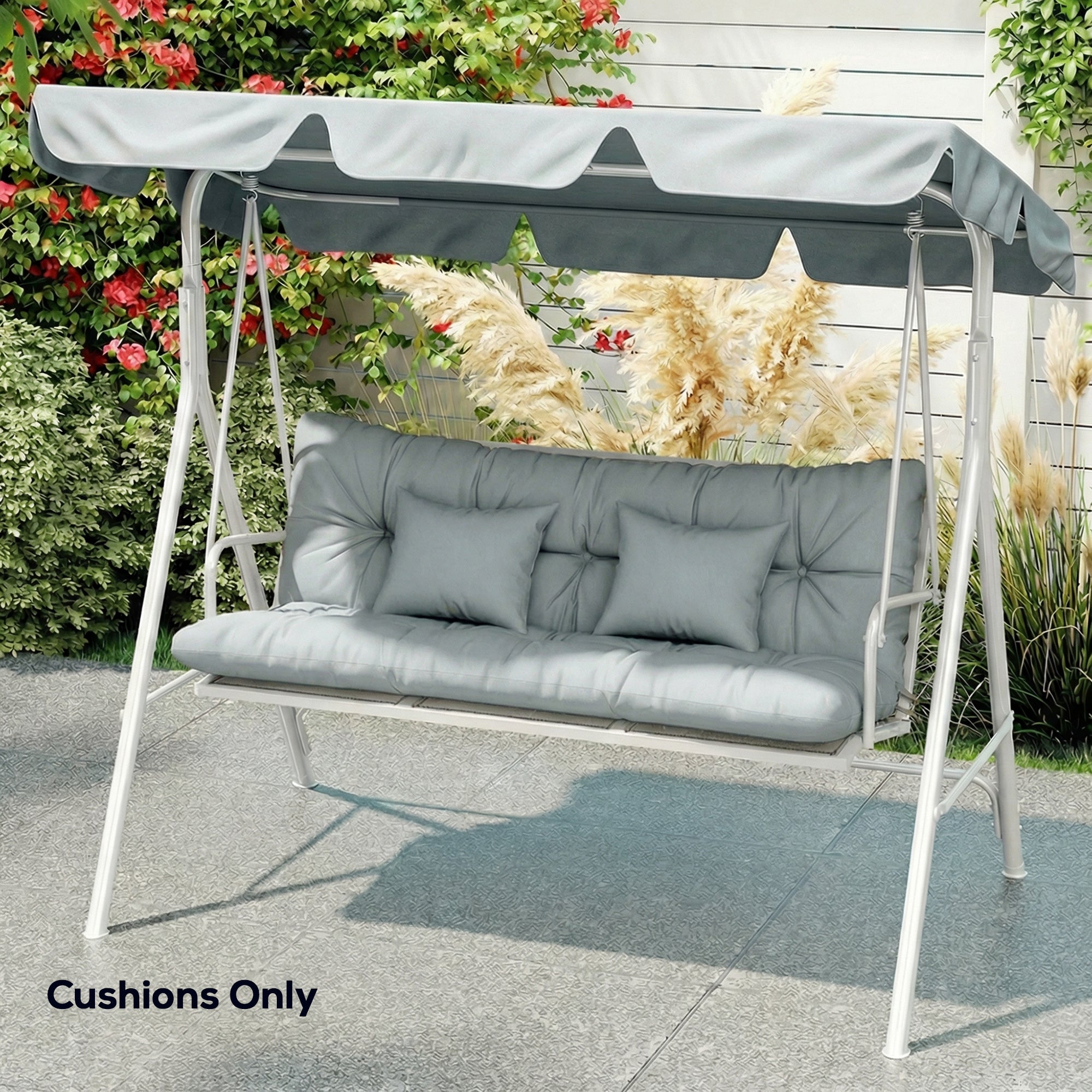 4-Piece Back and Seat Cushion Pillows Replacement and Pillows, Patio Chair Cushions Set with Ties, Light Grey