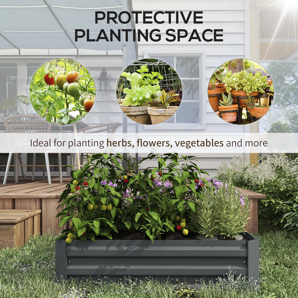 Set of 2 Raised Garden Bed, Steel Elevated Planter Box for Flowers, Herbs, Succulents, 39"x39"x12", Dark Grey