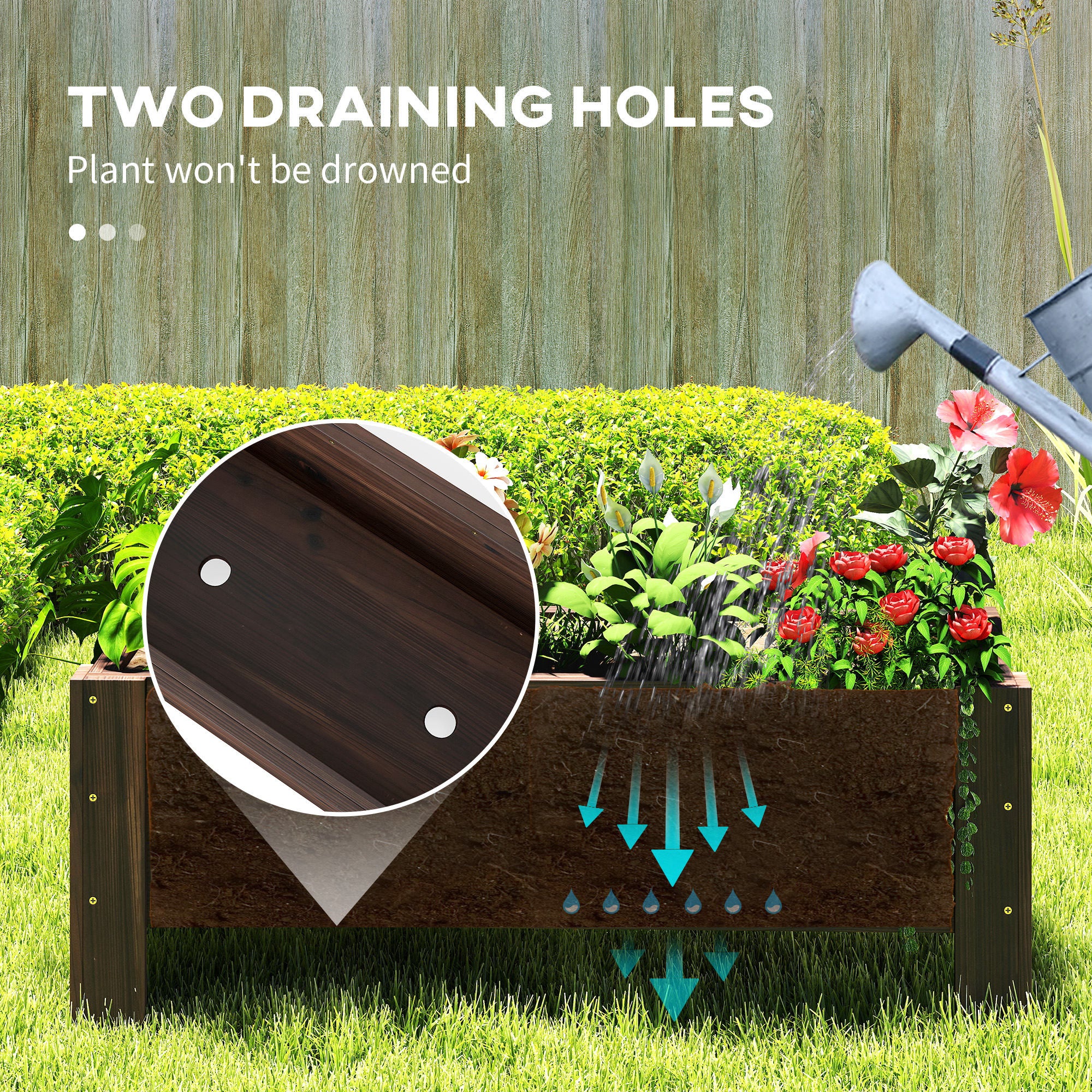 3.3 x 1.2 x 1.2 ft Garden Raised Bed Planter Grow Containers for Outdoor Patio Plant Flower Vegetable Pot, Carbonized