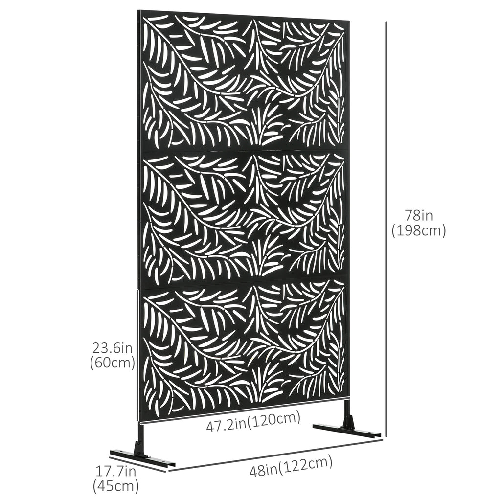 Metal Outdoor Privacy Screen, Decorative Outdoor Divider with Stand and Expansion Screws, Freestanding Privacy Panel for Garden Deck Pool Hot Tub, Willow Branch Style