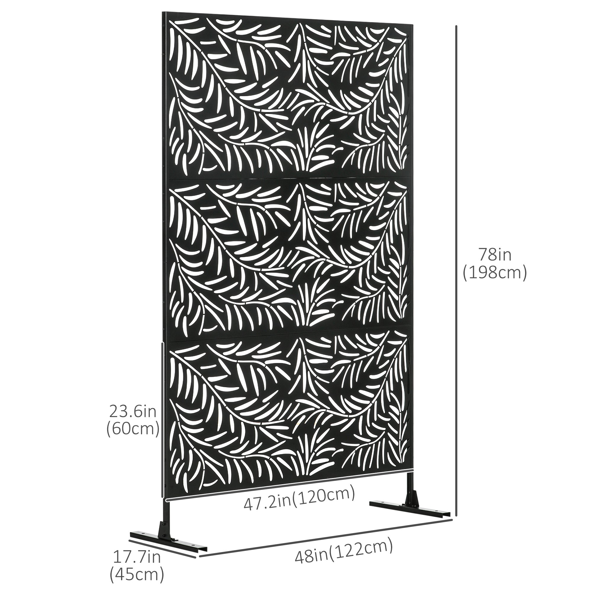 Metal Outdoor Privacy Screen, Decorative Outdoor Divider with Stand and Expansion Screws, Freestanding Privacy Panel for Garden Deck Pool Hot Tub, Willow Branch Style