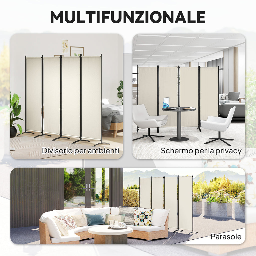 Folding Room Divider, Privacy Screen for Home Office Bedroom, 5.6FT Tall, Cream White